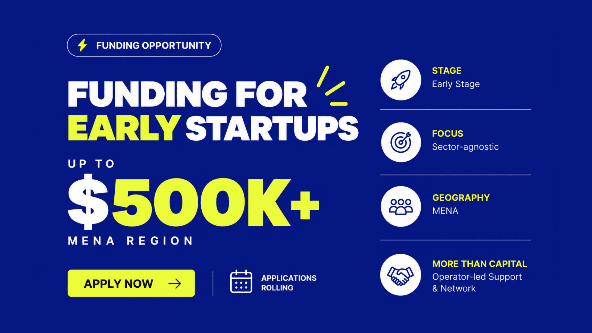 Up to $500K for Early-Stage Startups in MENA