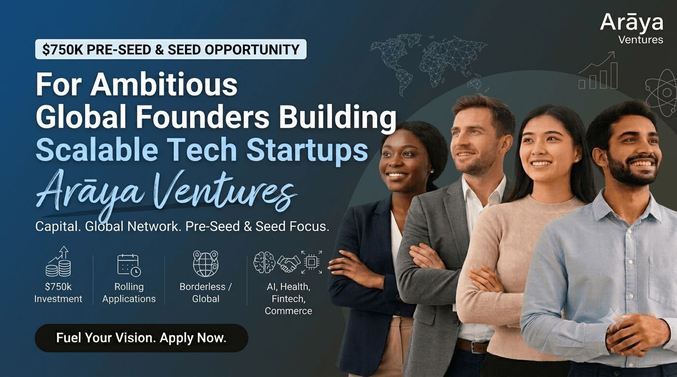 $750K Pre-Seed & Seed Funding Opportunity for Global Tech Startups